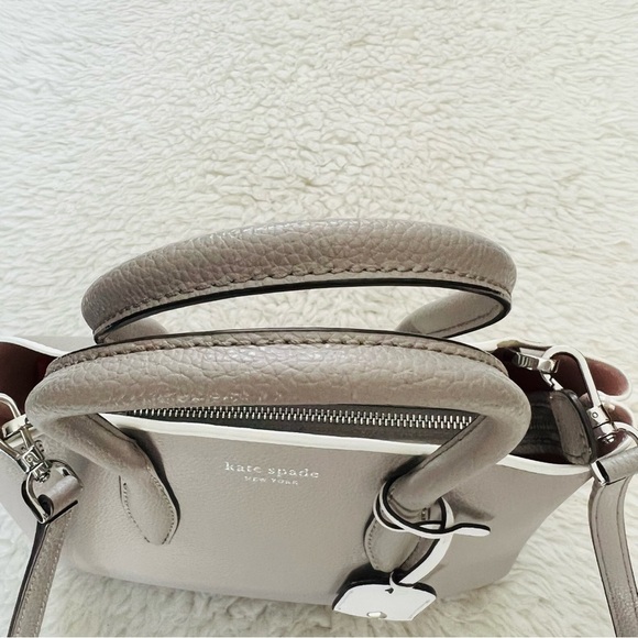 Kate Spade Eva Grain Leather Top Zip Soft Taupe Satchels/Crossbody Small Bag - Picture 8 of 16